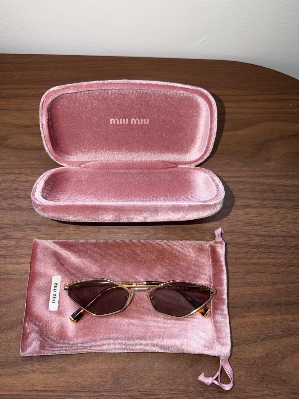 Brand New Miu Miu Rose Pink Velvet Sunglasses Case with Matching Pouch